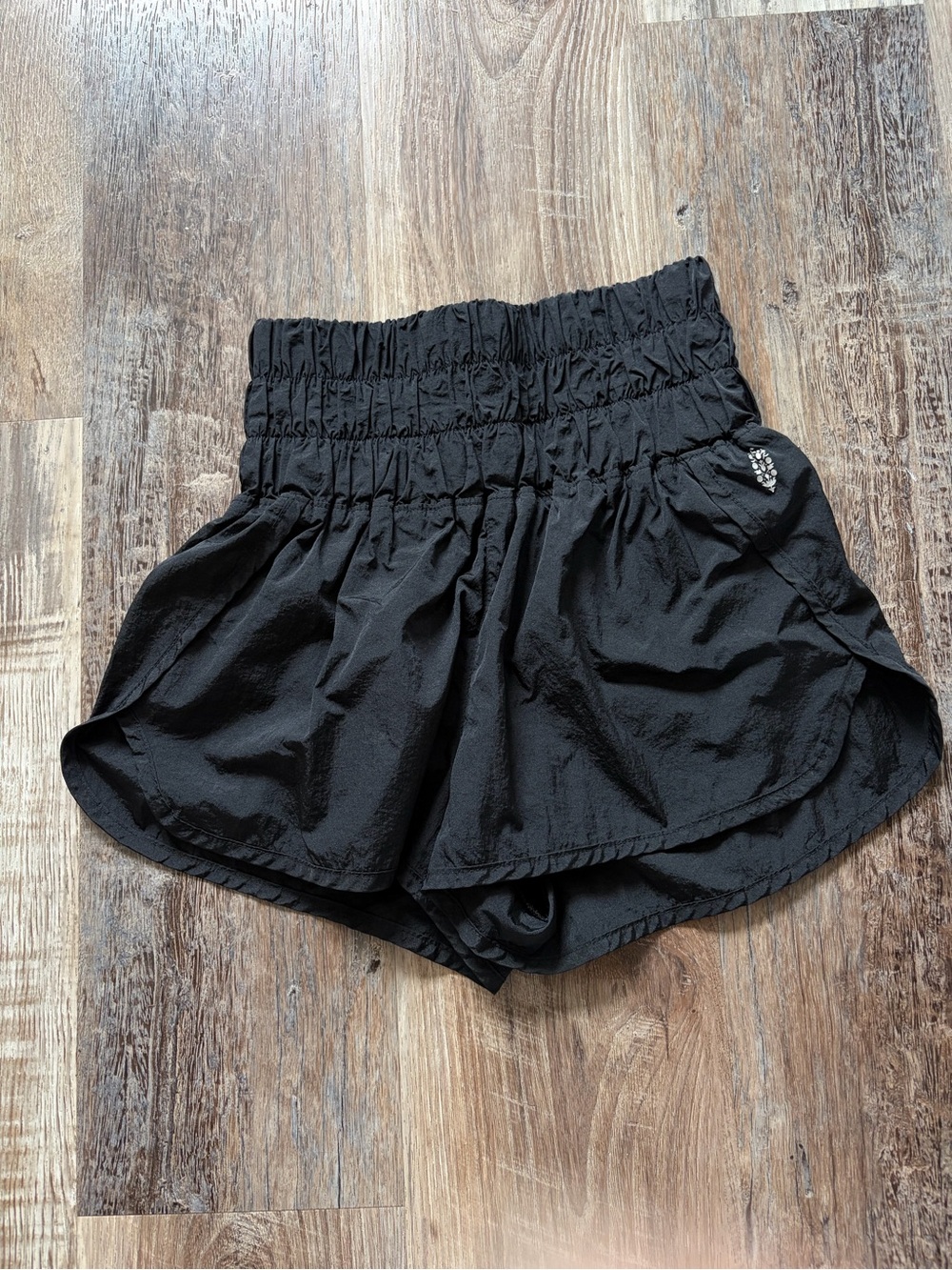 FP Movement by Free People Black High-Rise Ruffle Athletic Shorts